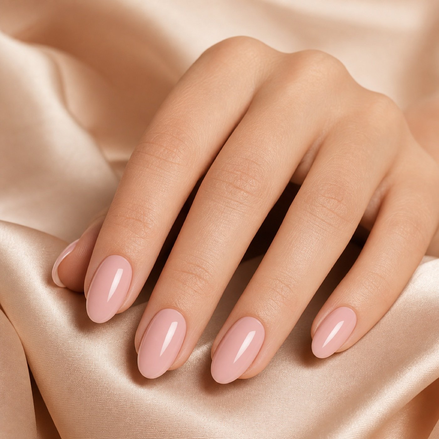 Soft pink oval nails